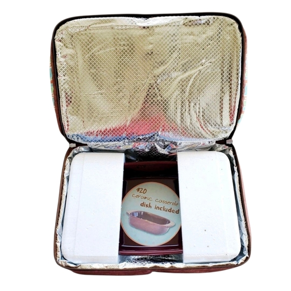 Deluxe Insulated Potluck Carrier Bag With Ceramic Dish New With Tag. - Picture 7 of 16